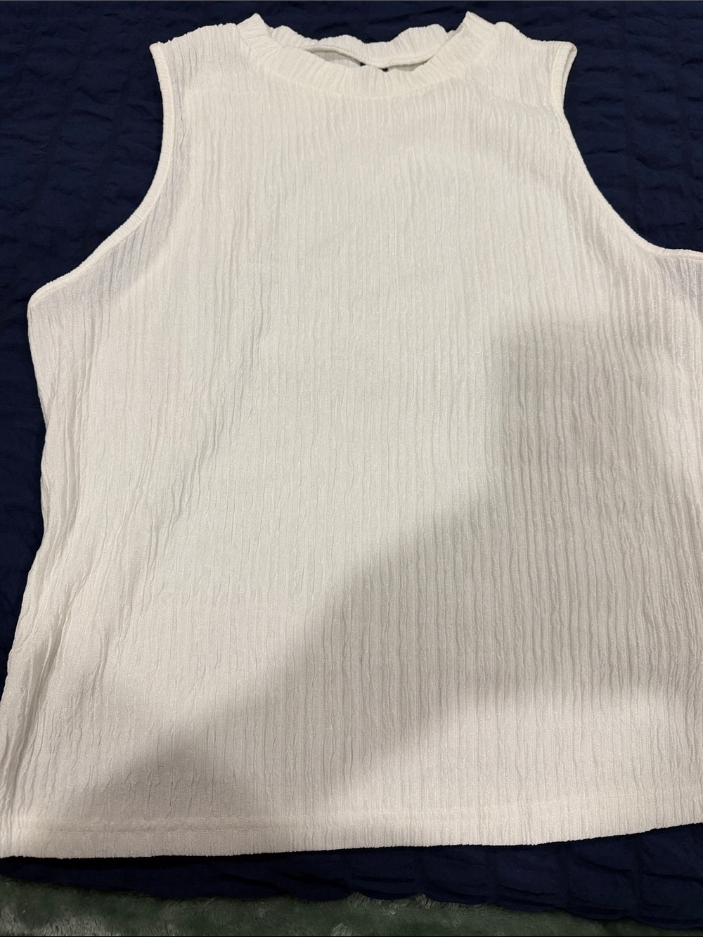 SHEIN White Textured Ribbed Tank Top